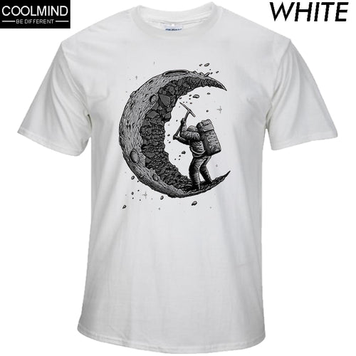 Cotton Digging The Moon Print T-shirt