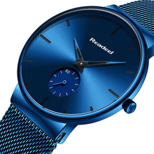 Load image into Gallery viewer, Slim Mesh Blue Wristwatch