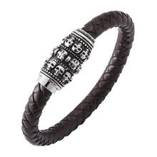 Load image into Gallery viewer, Leather Skeleton wristband