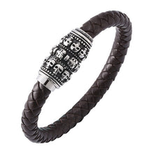 Load image into Gallery viewer, Leather Skeleton wristband