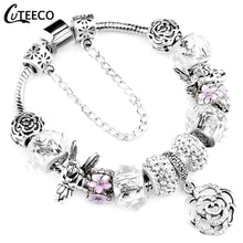 Load image into Gallery viewer, Silver Crystal Flower Bracelet