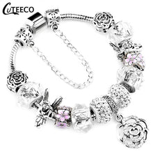 Load image into Gallery viewer, Silver Crystal Flower Bracelet