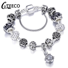 Load image into Gallery viewer, Silver Crystal Flower Bracelet