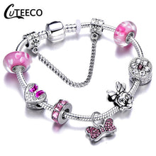 Load image into Gallery viewer, Silver Love Heart Charm Bracelet