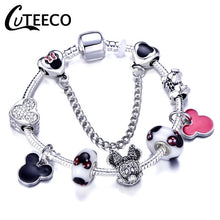 Load image into Gallery viewer, Silver Love Heart Charm Bracelet