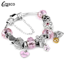 Load image into Gallery viewer, Silver Pink Heart Bracelet