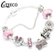 Load image into Gallery viewer, Silver Pink Heart Bracelet