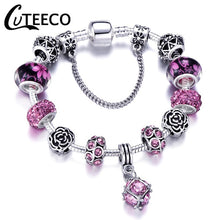 Load image into Gallery viewer, Silver Pink Heart Bracelet