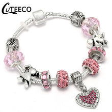 Load image into Gallery viewer, Silver Pink Heart Bracelet