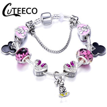 Load image into Gallery viewer, Silver Pink Heart Bracelet