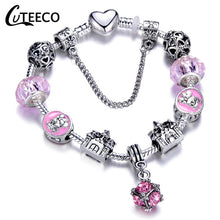 Load image into Gallery viewer, Silver Pink Heart Bracelet