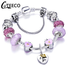 Load image into Gallery viewer, Silver Pink Heart Bracelet