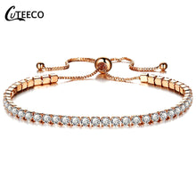 Load image into Gallery viewer, Rose Gold Silver Cubic Zirconia Chain Bracelet
