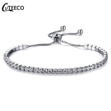 Load image into Gallery viewer, Rose Gold Silver Cubic Zirconia Chain Bracelet