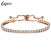 Load image into Gallery viewer, Rose Gold Silver Cubic Zirconia Chain Bracelet